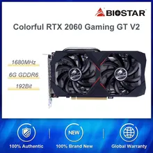 Красочные GeForce RTX 2060 6G GT V2 графическая карта Nvidia GDDR6 GPU игровая видеокарта 1365-1680 МГц PCI-E 3,0 placa de Video для ПК