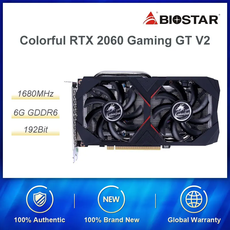  Colorful GeForce RTX 2060 6G GT V2 Graphic Card Nvidia GDDR6 GPU Gaming Video Card 1365-1680Mhz PCI