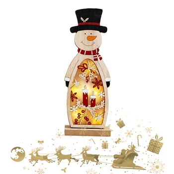 

Christmas Ornament Creative LED Luminous Night Light Wooden Santa Claus Snowman Elk Figurine Window Desktop Decor for Gift