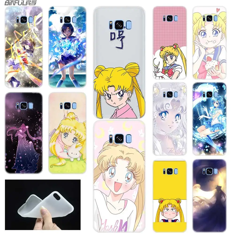 

Case For Samsung S5 S6 S7 Edge Plus S8 S9 S10 E Plus Case Cover Soft Silicone 3D TPU Note 8 9 10 Pro Sailor Moon Sailor Mercury