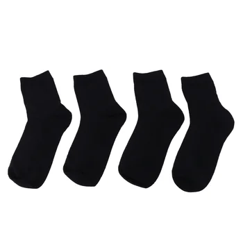 

5 Pairs Solid Color Cotton Socks Breathable Medium Tube Socks Spring Summer Mesh Socks (Black)
