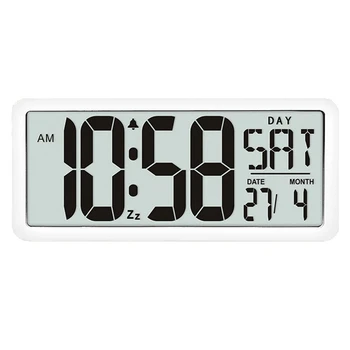 

Square Wall Clock Series, 13.8inch Large Digital Jumbo Alarm Clock, LCD Display, Multi-Functional Upscale Office Decor Desk Whit