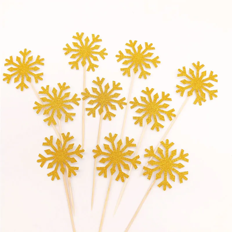 

20Pcs Snowflake Cupcake Topper Cake Top Flag Baby Girl Frozen Birthday Party Decoration Kids Christmas Cake Supplies Accessories