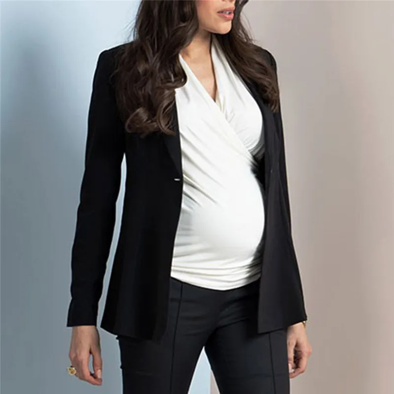 

maternity clothes Women Pregnant Nusring Maternity V-Neck Long Sleeve Ruffles Solid Blouse Tops vetement femme #4AA12