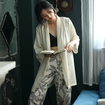 

Pajamas Set Women ,ice Silk Japanese Kimono Ladies Homewear Two-piece Suit, Nightwear,Elegant Pure Pajama Sets White Pijama