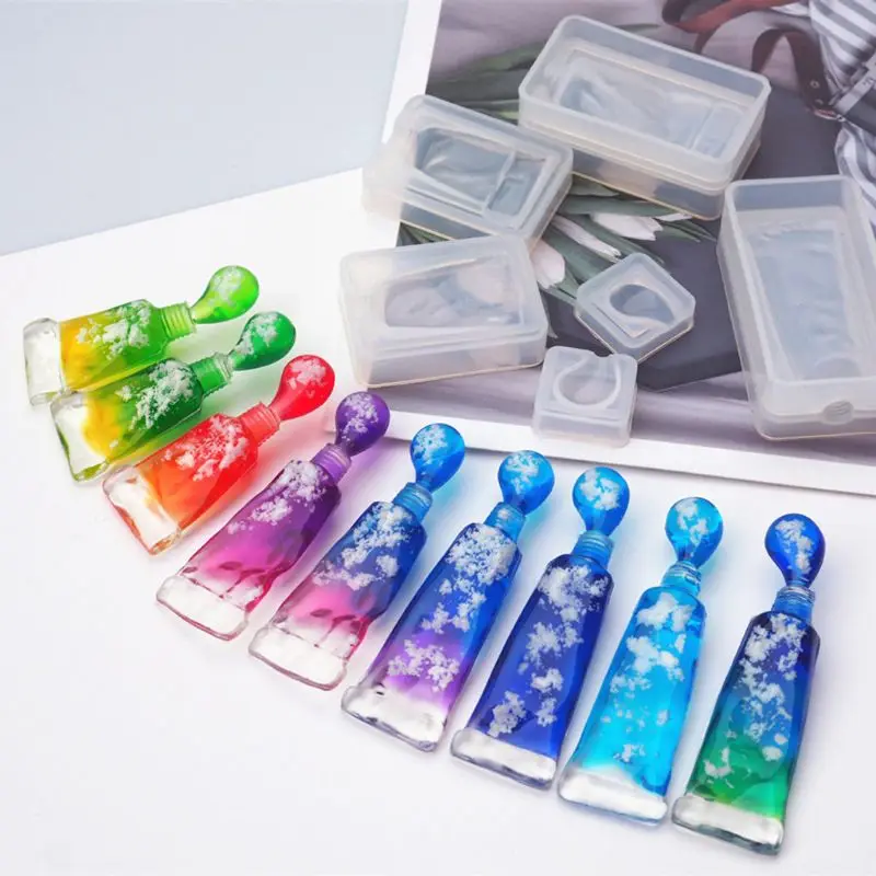 Squeezed Pigment Paint Tube Resin Mold Pendant UV Epoxy Resin Silicone Mold Jewelry Making Tools