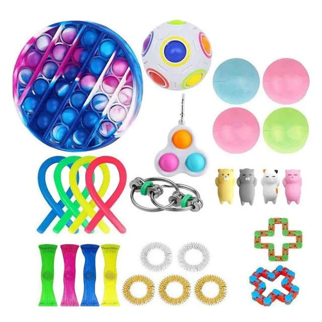 Fidget Toys Set Anti Stress Push Box Strings Marble Relief Gift Adults