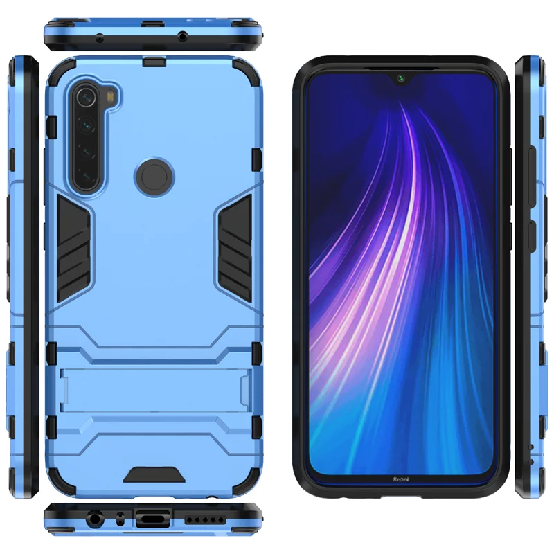 Ударопрочный PC+ силиконовый чехол для Xiaomi Redmi Note 8, задняя крышка для телефона Xiaomi Redmi Note8, защитный чехол с подставкой