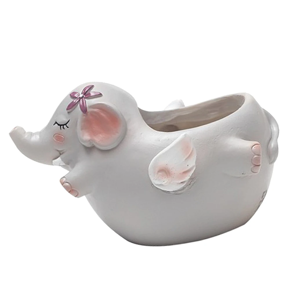 Resin Flower Pot Garden Planters Indoor, Plant Containers with Cartoon Animal Shape Detailing Ceramic Succulent Pot Desk Decor
