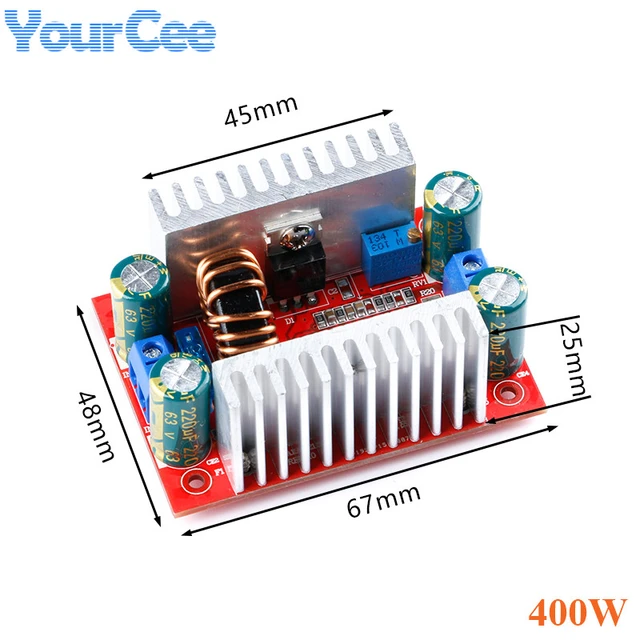 15A Step-up Boost Converter Constant Current Power Supply LED Driver DC  400W 8.5-50V to 10-60V Voltage Charger Step Up Module 