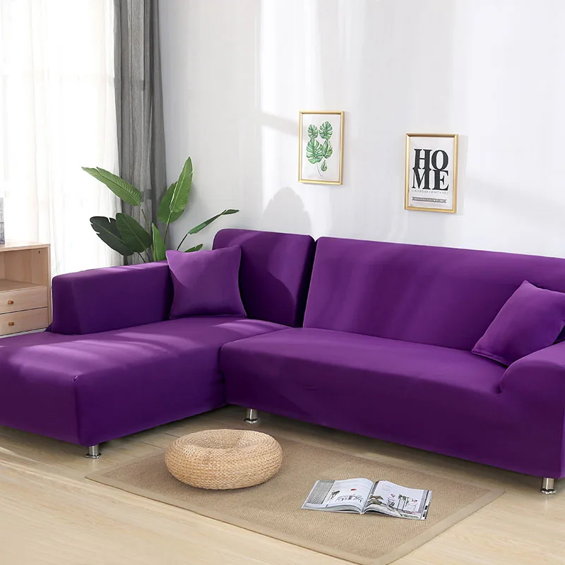 Однотонный диван, чехлы для гостиной, диван, полотенце, Нескользящие Чехлы для диванов, l-образный диван, 2 шт - Цвет: colour11