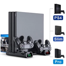 PS4/ PS4 Pro/ PS4 Slim konsola pionowe stanowisko chłodzące ładowarka do pada podstawa Cooler 10 przechowywanie gier dla Sony