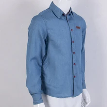 Весенне-осенняя мужская рубашка с одним карманом, Повседневная рубашка, джинсовая рубашка, темно-синий светильник, синий M-3XL