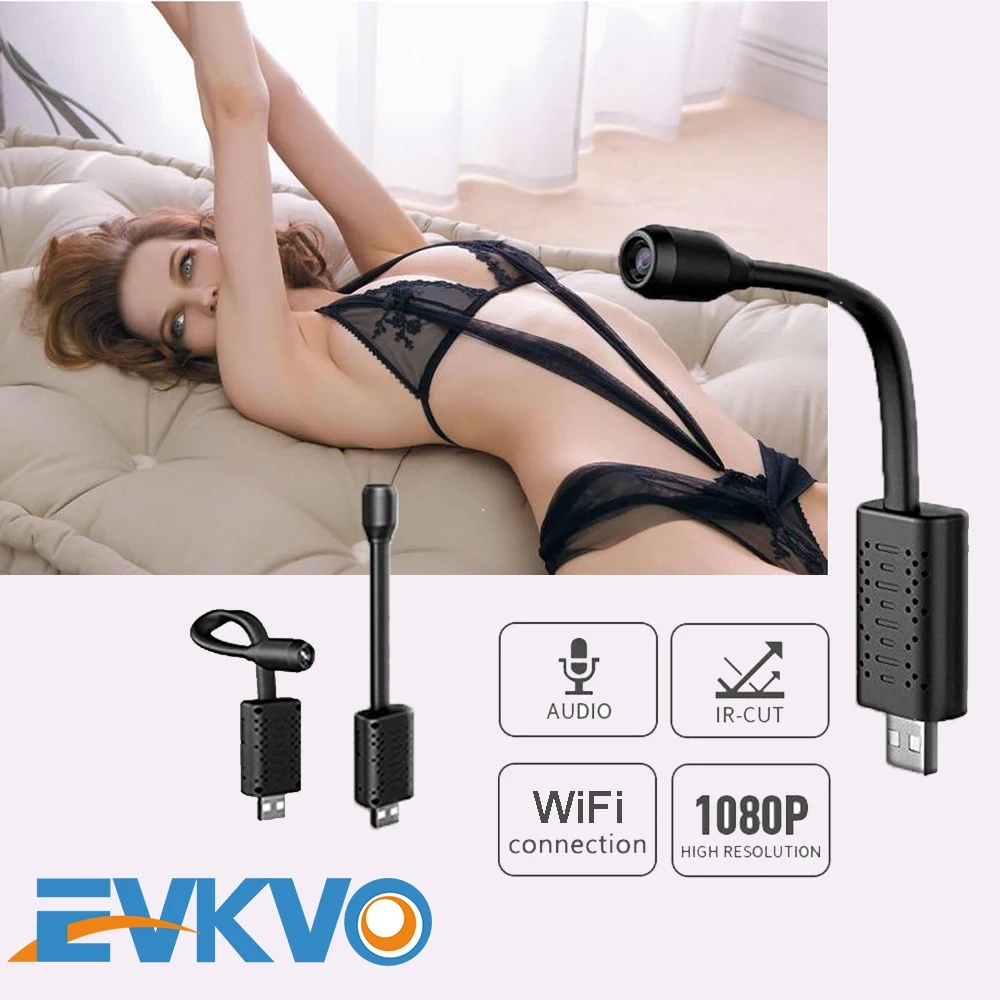 

EVKVO 1080P HD Super Mini Wifi USB Camera Real-time Surveillance IP Camera AI Human Detection Loop Recording Mini Camera Hidden