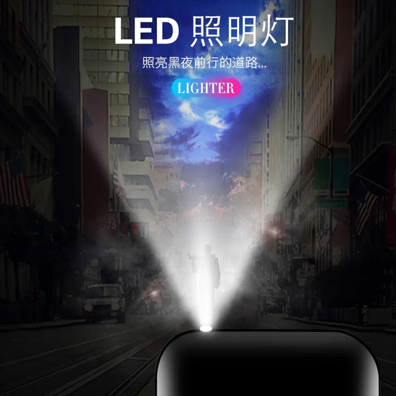 1PCS USB Touch Sensor Lighter Double Side Point Creative USB Flashlight Electronic Cigarette Lighter