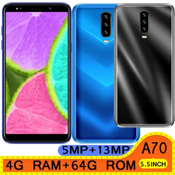 

A70 smartphones 4GRAM 64GROM quad core 5.5" big screen 13MP Face ID unlocked android mobile phones celulars Global version WCDMA