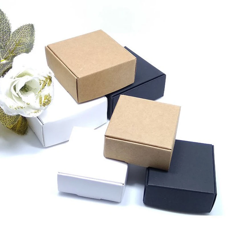 50pcs Multifunction Kraft Paper Box Brown Cardboard Handmade Soap Box White  Craft Paper DIY Gift Box Black Packaging Jewelry Box