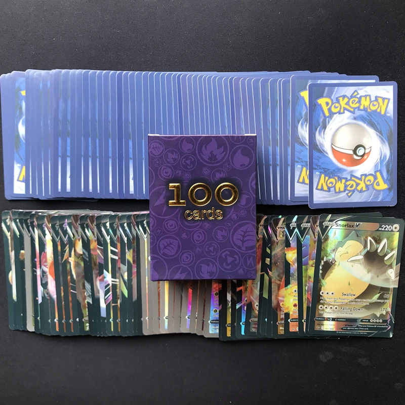

New 100Pcs Pokemones Cards Game Cards V Vmax Tag team GX EX Meage Collection trading battle cards English version Toy