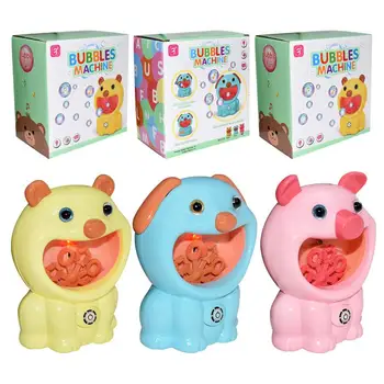 

Kuulee Children Cartoon Piggy Bubble Machine Automatic Music Electirc Cute Dog Pig Bear Toy Electric bubble ABS
