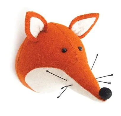 Плюшевая голова животного настенное украшение мягкие игрушки голова настенное крепление для детей Слон/Жираф/зебра спальня настенный подарок - Цвет: fox