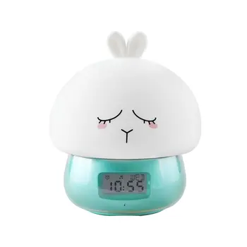 

Silicone Cute Night Light Alarm Clock Cartoon USB Charging Multi-Function Colorful Led Recording Pat Light
