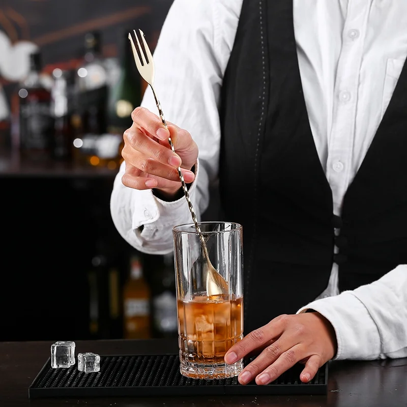 Bartender tools stainless steel mixing bar spoon cocktail metal spoon