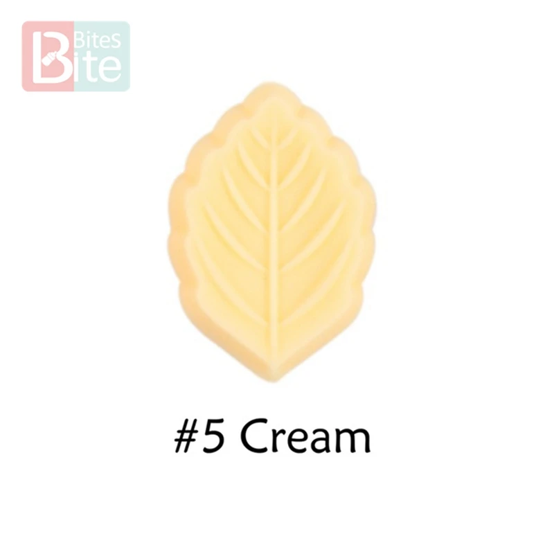 Cream Leaf 5 шт., силиконовые бусины, листья, Детские Прорезыватели, крошечные стержни, пищевое качество, силиконовая бусина, подарок для грызунов, сделай сам, браслеты для кормления, детские товары, игрушки - Цвет: Cream Leaf