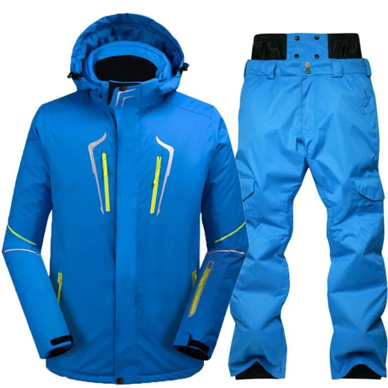 Мужские лыжные костюмы, водонепроницаемая Сноубордическая куртка со штанами, лыжный комплект, лыжная куртка и брюки, зимняя Лыжная одежда, Мужское пальто и штаны