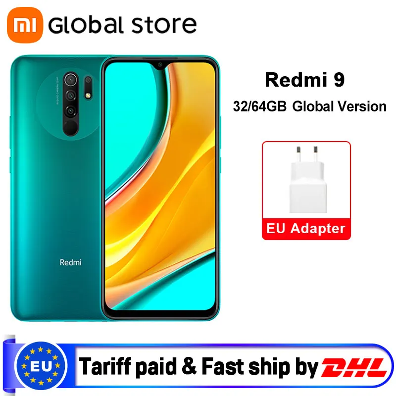 Teléfono Inteligente Redmi 9 Versión Global, 3GB, 32GB/ 4GB, 64GB, ocho núcleos, Media Tek, Helio G80, cámara trasera de 13MP, 5020mAh, tipo-c, 6,53