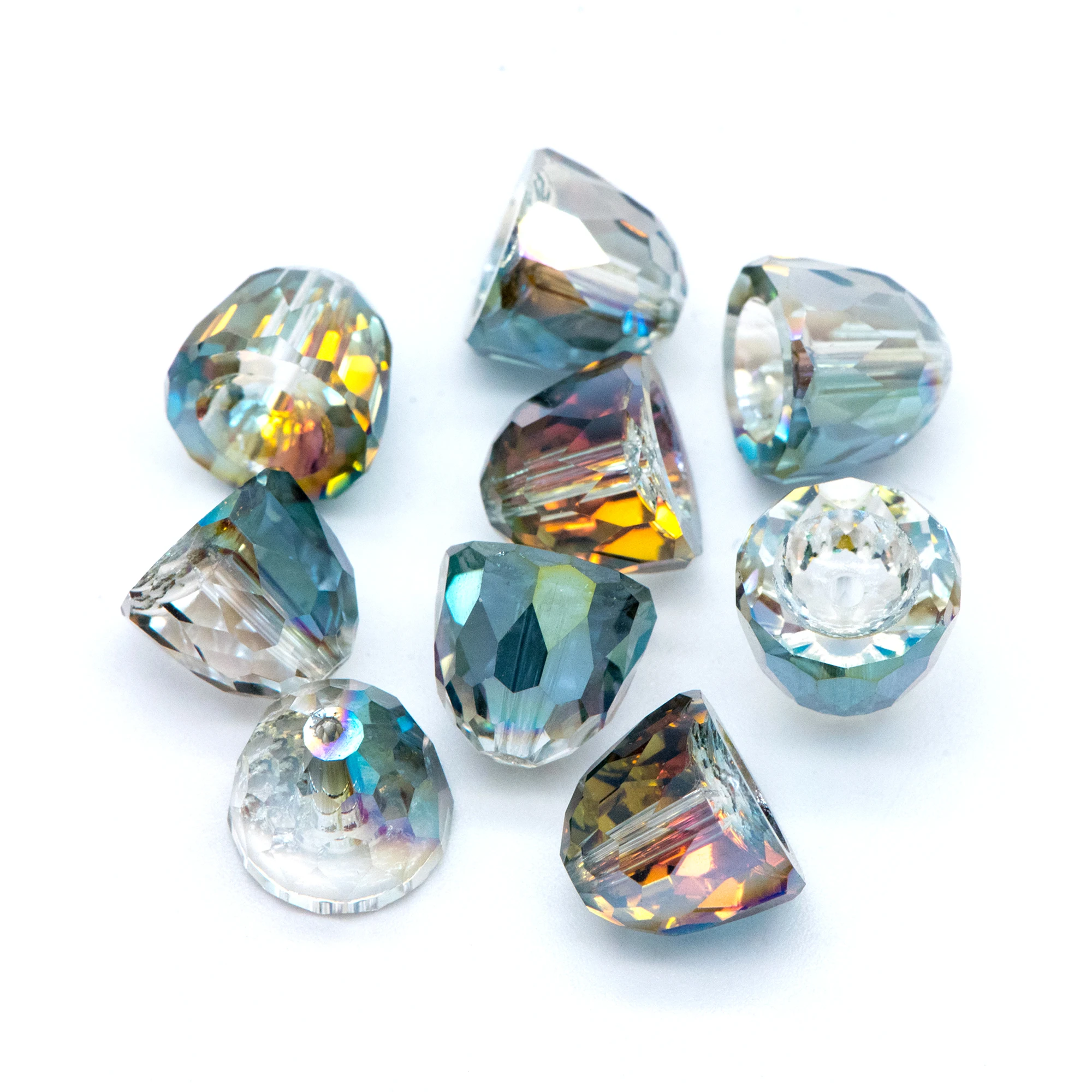 10pcs Faceted Crystal Glass Bell Beads 10x11mm For DIY Jewelry Making