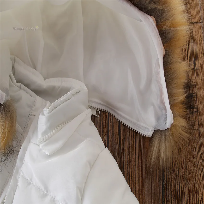 Новое поступление, детская зимняя куртка для девочек, детские теплые пальто с капюшоном хлопчатобумажная с мягкой набивкой парка для девочек, белая верхняя одежда с рисунком