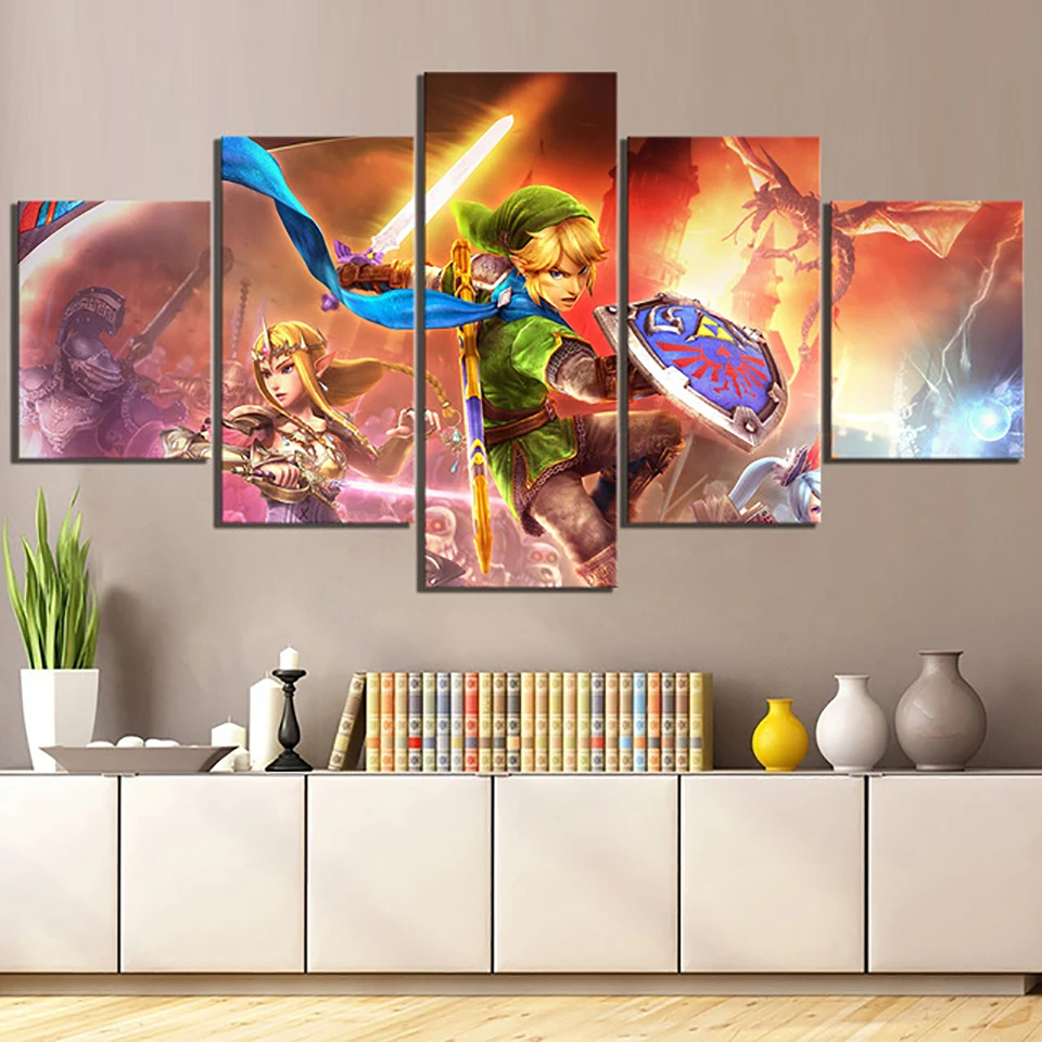 Настенные картины печать 5 штук Legend Of плакат The Zelda Hyrule воинов модульный игра