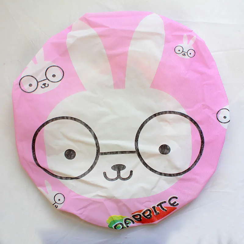 Pink Rabbit Для девочек спа-салон волос аксессуары, шапка для душа Для женщин ванны bain de мультфильм колпачок для душа шапка Ванная комната, Кепки - Цвет: Pink Rabbit