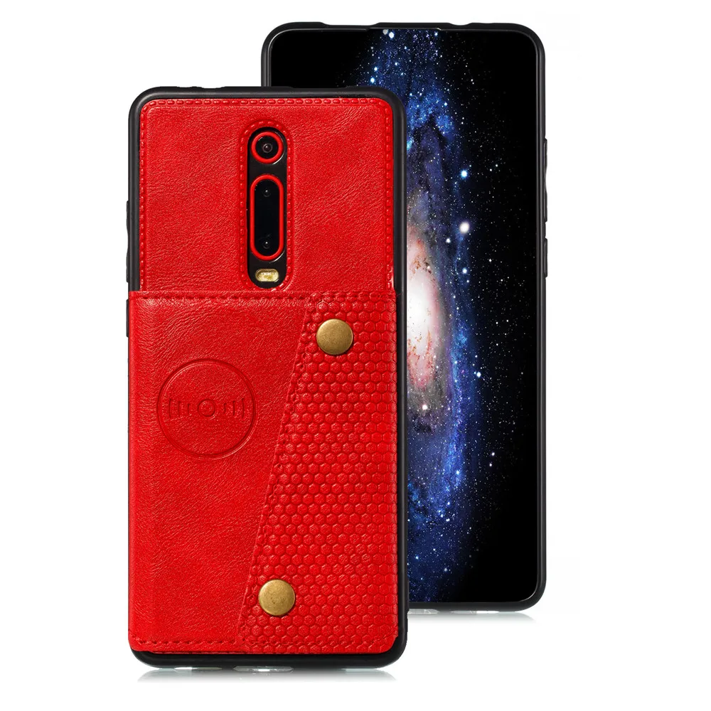 Чехол-Кошелек Red mi K20 для Xiao mi K20 mi 9t Pro Xio mi Red mi Note 8 7 Pro 8T 8A 7a из искусственной кожи держатель для карт автомобильный Магнитный чехол-подставка - Цвет: Красный