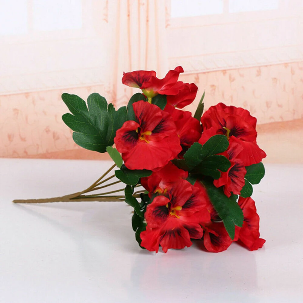 2 шт. Искусственные цветы букет поддельные Pansy ДОМА Свадебная вечеринка