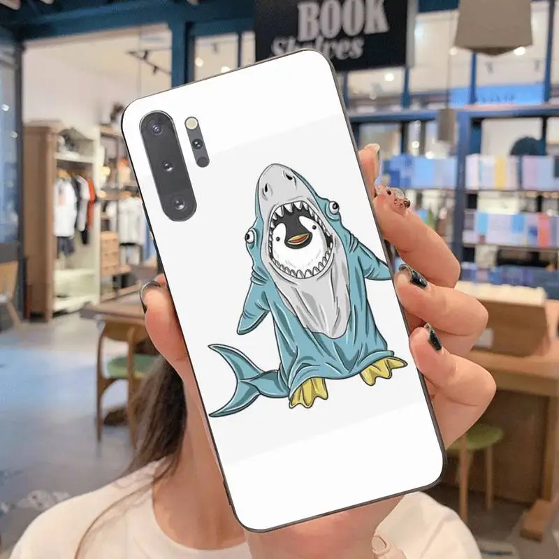 Мягкий Силиконовый ТПУ чехол для телефона с милым пингвином акулой Samsung Note 7 8 9 10 pro