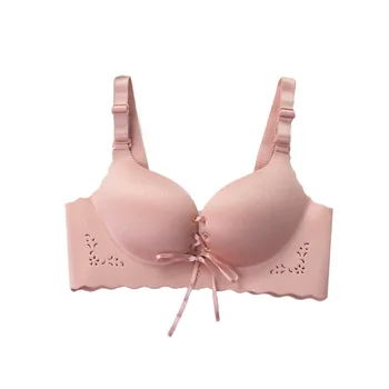 

Seamless Bra Women's Wireless Bra Shaking Voice Network Red Bra Removable Lace-up Push-up Bra