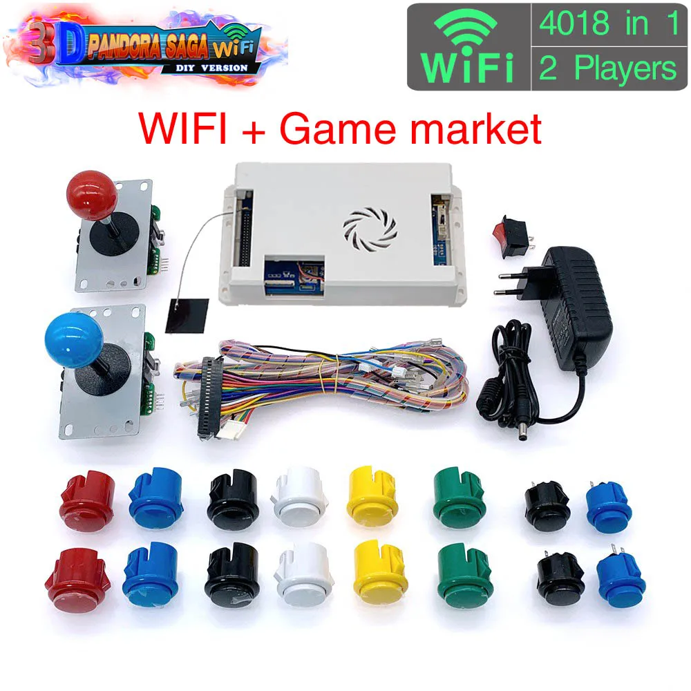 

3D Pandora Saga Wifi 4018 in 1 Game Board DIY Kit 8 way joystick & Sanwa Style Push Button Arcade Pandora Box Cabine 2 Playes