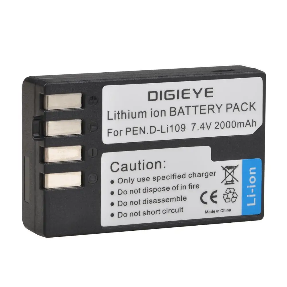 Rechargeable Battery Camera Battery 2000mAh D-Li109 D Li109 DLi109 Rechargeable Battery for Pentax K-70 K70 K-50 K50 K-30 K30 K-S1 KS1 K-S2 KS2 K-r Digital Camera