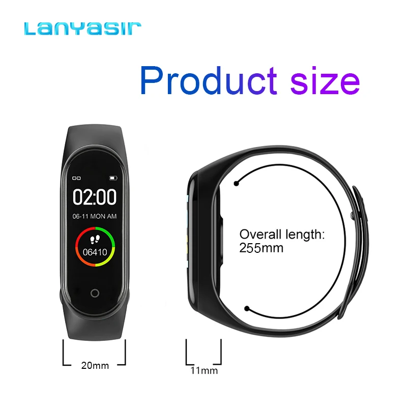 Lanyasir M4 смарт-Браслет фитнес-трекер часы спортивный браслет сердечный ритм кровяное давление монитор смарт-ленты здоровье браслет M4