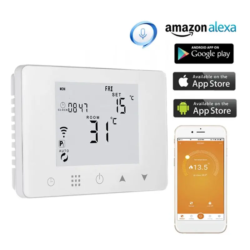 WiFi Room Thermostat Gas Boiler Wall-mounted Heating Wireless Remote Temperature Controller for Alexa Google Home 110V 220V Y98E