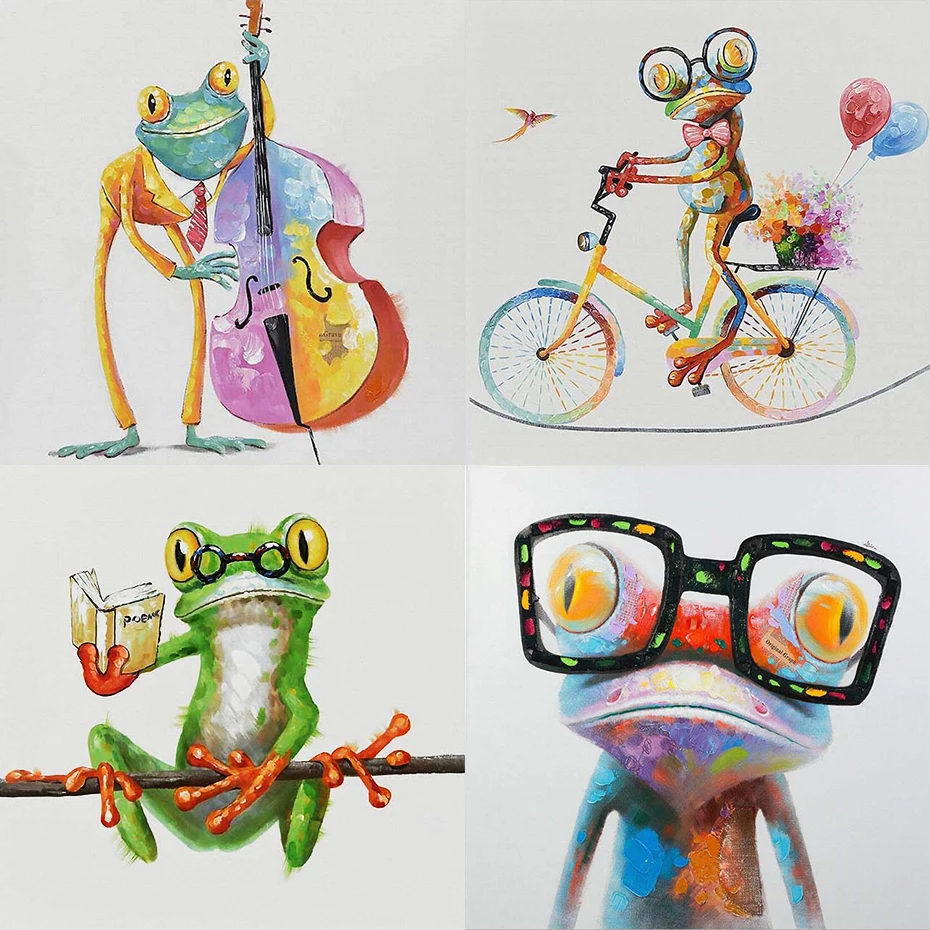 

Animal Colorful Happy Frog Oil Pictures Painting Paints By Numbers Acrylic Paint Drawing On Canvas Wall HandPainted Home Decor
