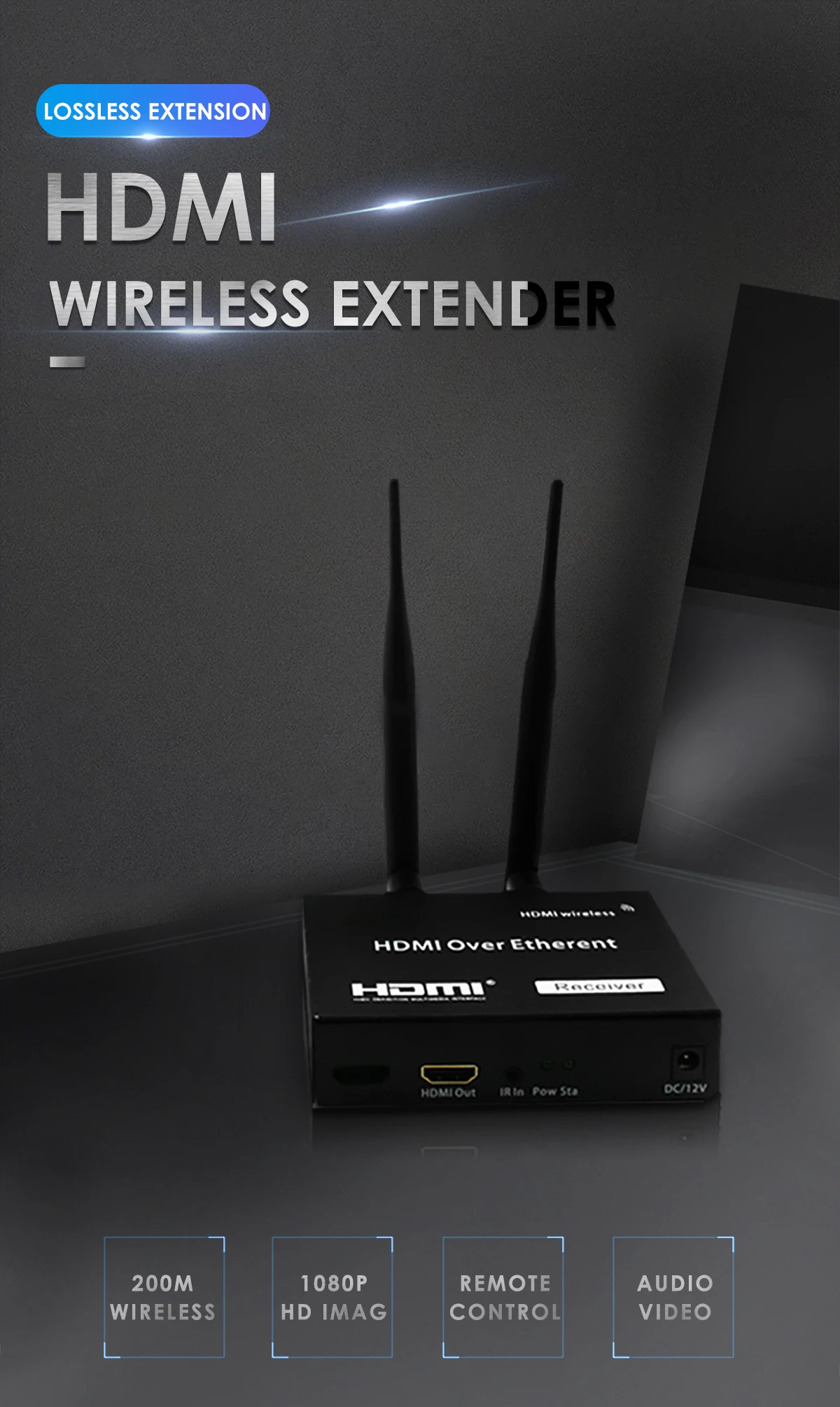 1080P беспроводной WiFi удлинитель 1 приемник только две полосы 2,4G/5G передача до 200 м ИК пульт дистанционного управления HDMI 1,3 HDCP 1,2