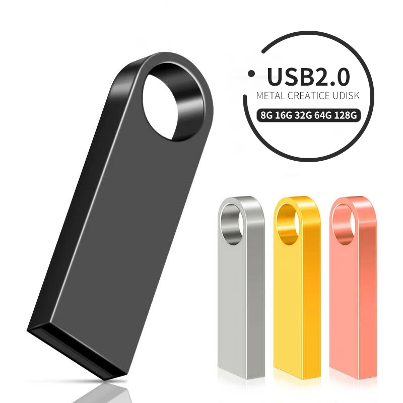 

New USB Flash Drive 64GB 32GB 128GB Pen Drive 128 64 32 GB Pendrive Waterproof Metal Silver U Disk Memory Memoria USB Stick