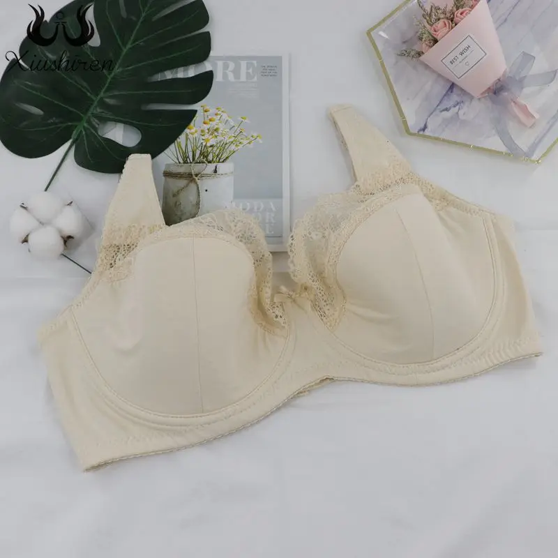 

Xiushiren Half Transparent Unlined Lace Bras for Women Plus Size Bra Embroidery Floral Underwire Bralette Sexy Lingerie Top
