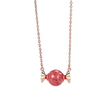 

Original Design Candy Necklace Female Korean Version of Simple Forest Clavicle Chain Strawberry Crystal Citrine Pendant