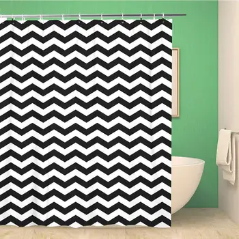 

Bathroom Shower Curtain Pattern Chevrons Retro Vintage Zigzag Abstract Birthday Black Classic Polyester Fabric 72x78 inches