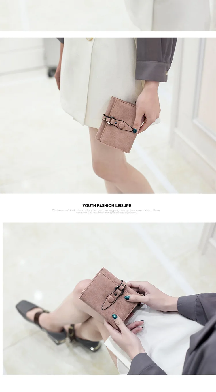 Женский кошелек, женский короткий студенческий день, Корейская версия простого бумажника 30%, модные однотонные Короткие Кошельки стандартного размера
