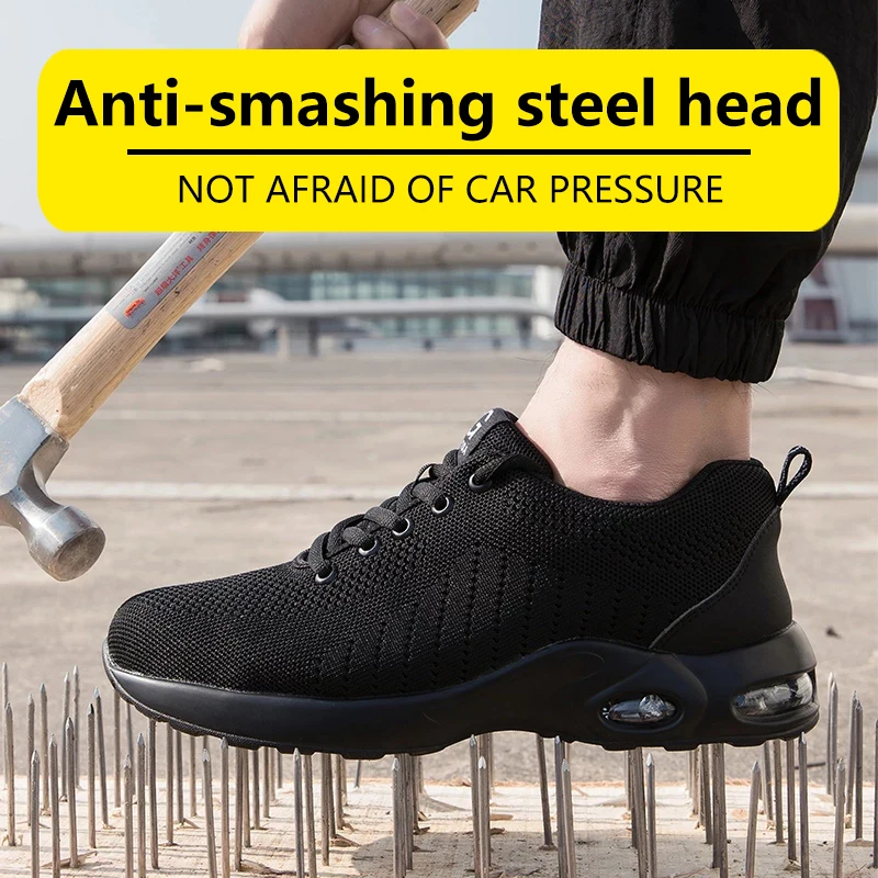 Zapatos De seguridad con punta De acero para Hombre, botas De trabajo indestructibles, antiperforación