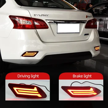 

CSCSNL 2Pcs For Nissan Sentra Sylphy 2016 2017 2018 Car LED Rear Fog Lamp Brake Light Rear Bumper Lamp